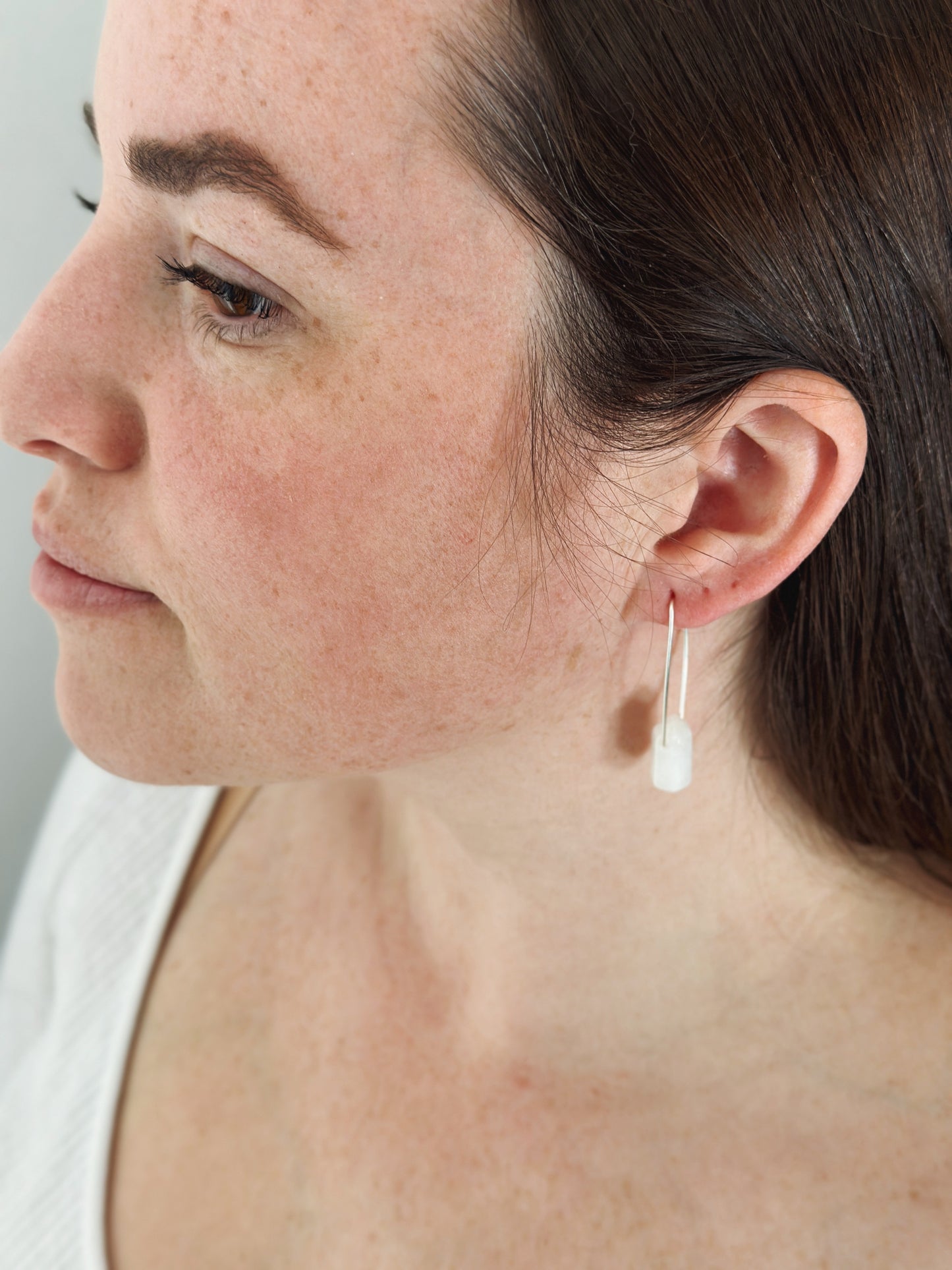 Moonstone Point Sterling Silver wire Earring Hook