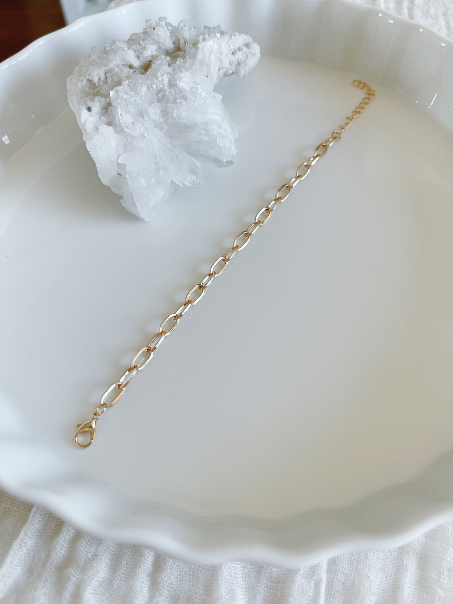 14k Gold Paperclip Bracelet