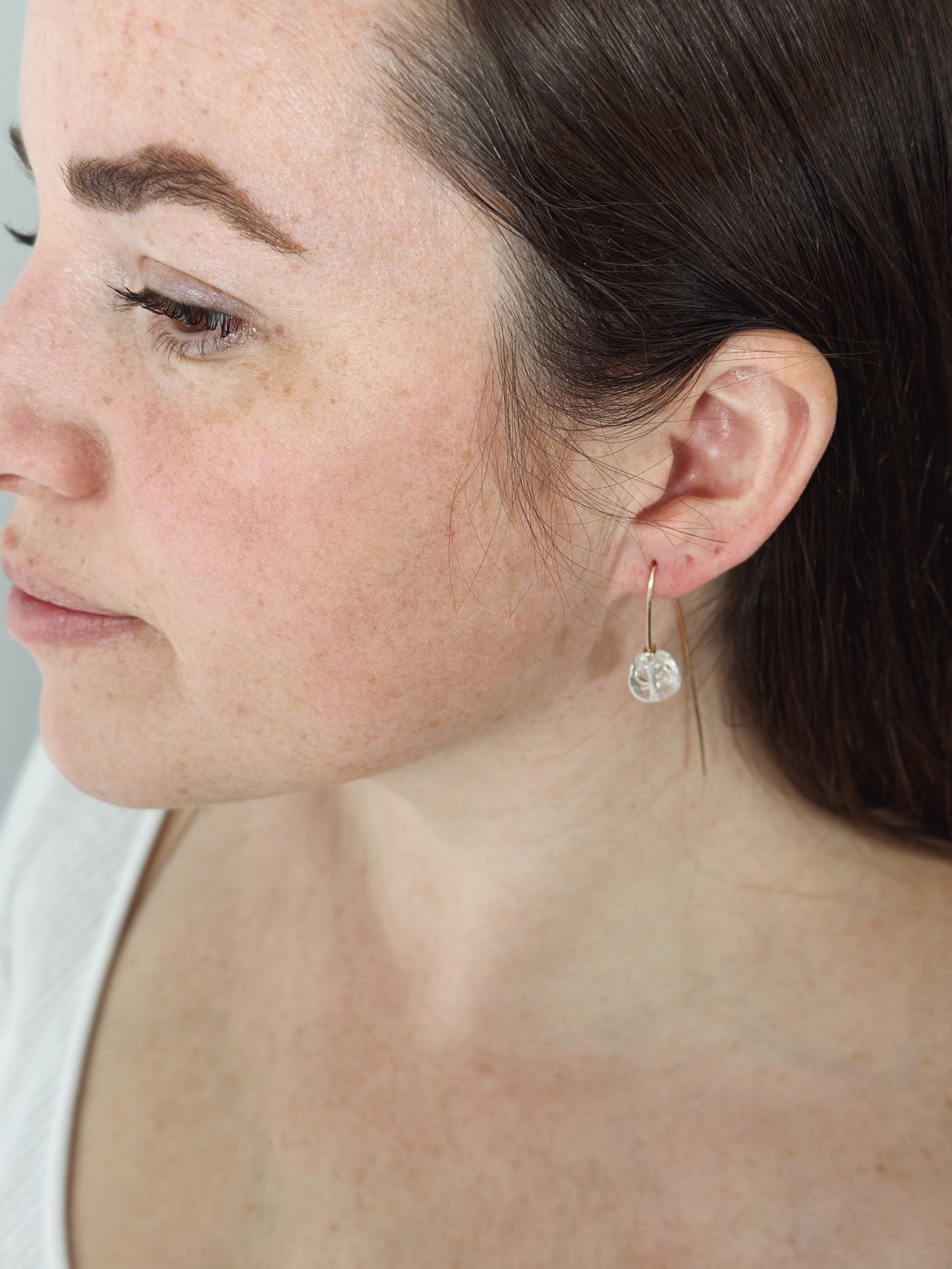 Crystal Quartz 14k Gold wire Earring