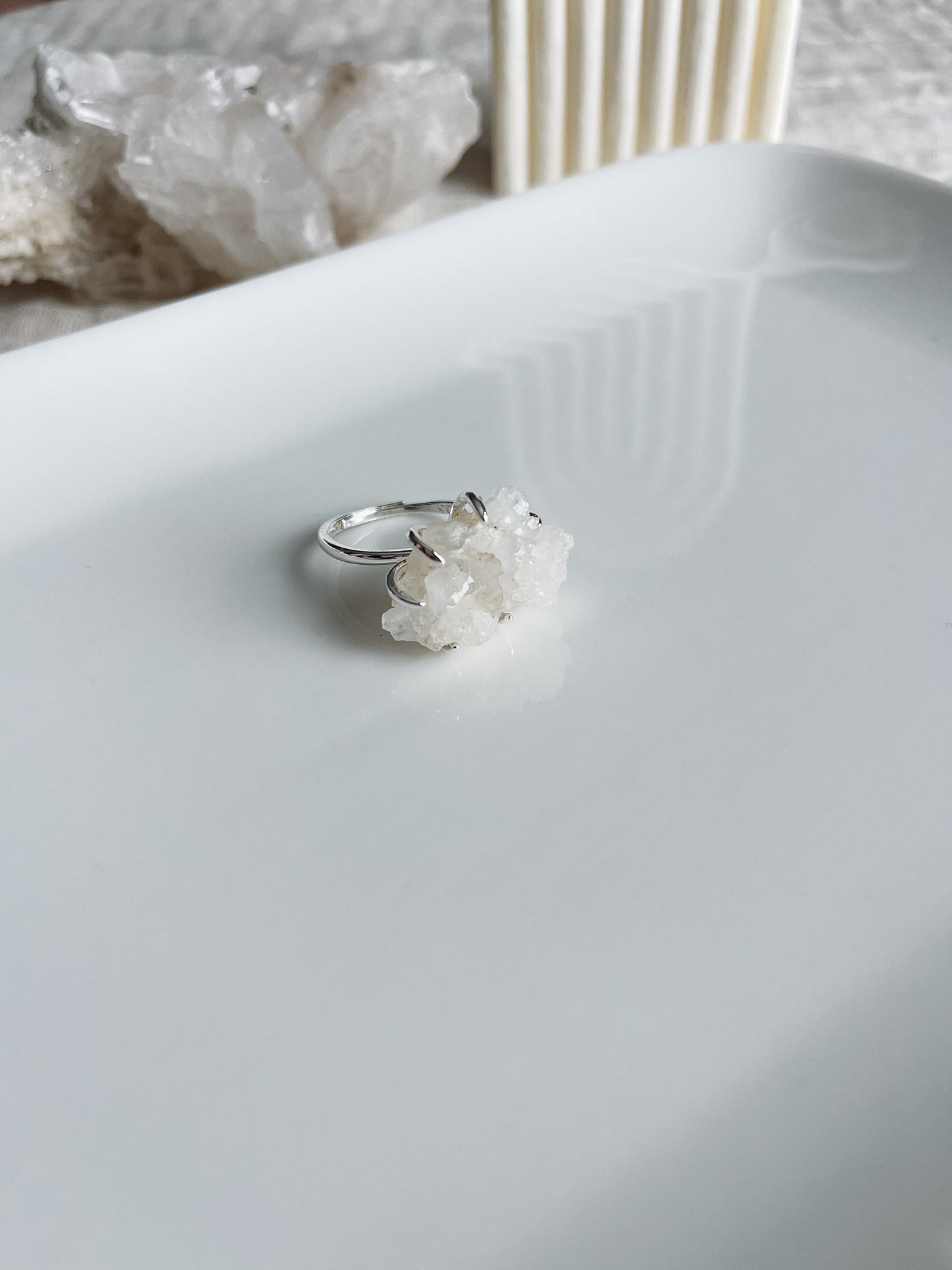 Angel Wing Quartz Sterling Silver Ring