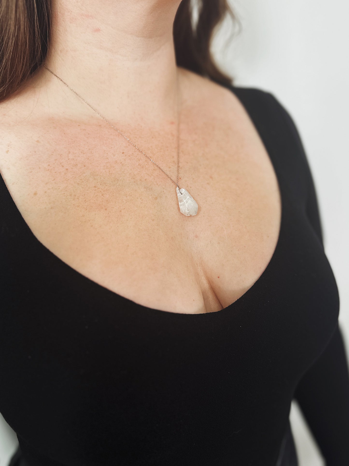 Aura Quartz Silver Necklace