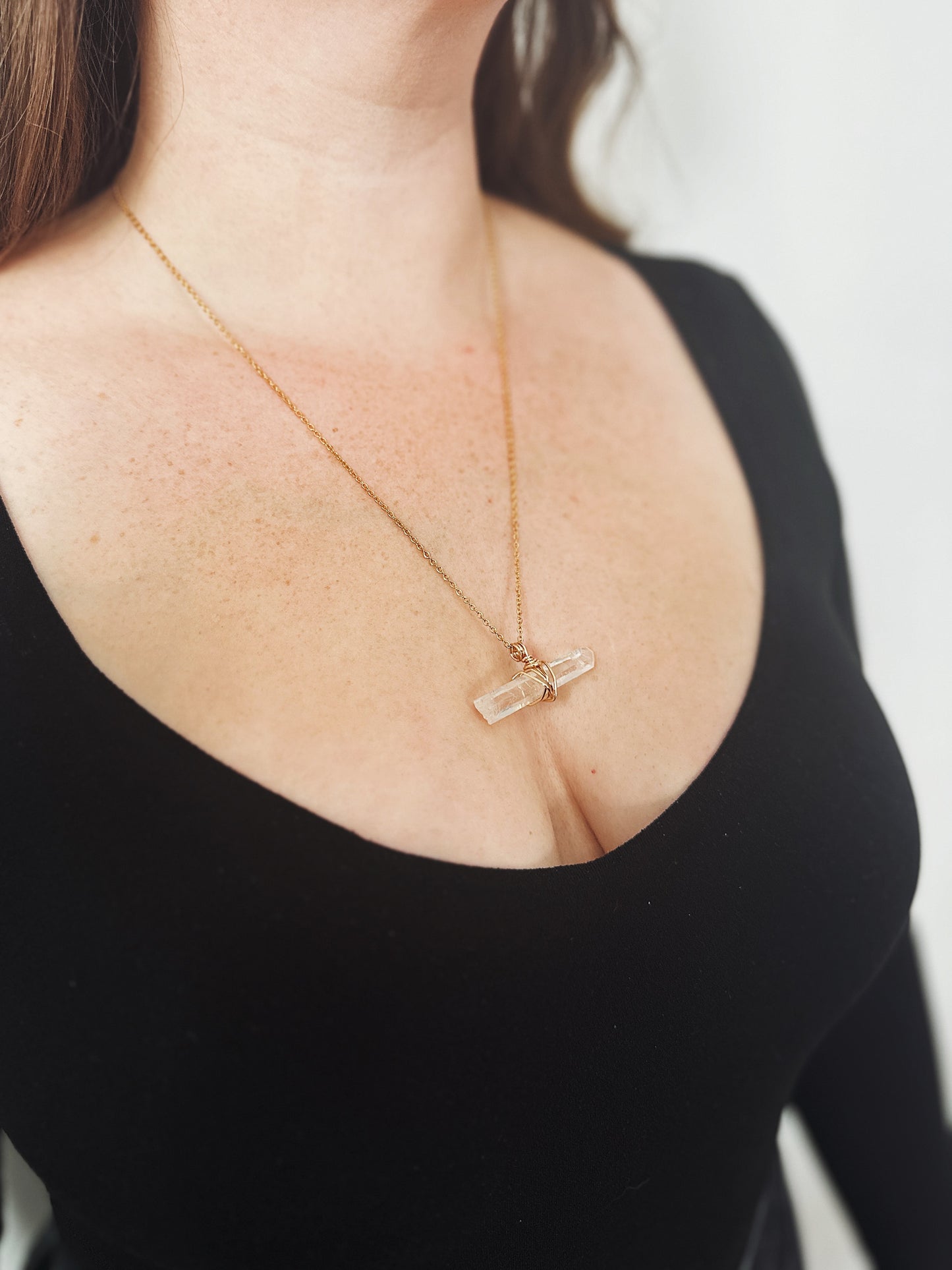 Crystal Quartz Gold Necklace