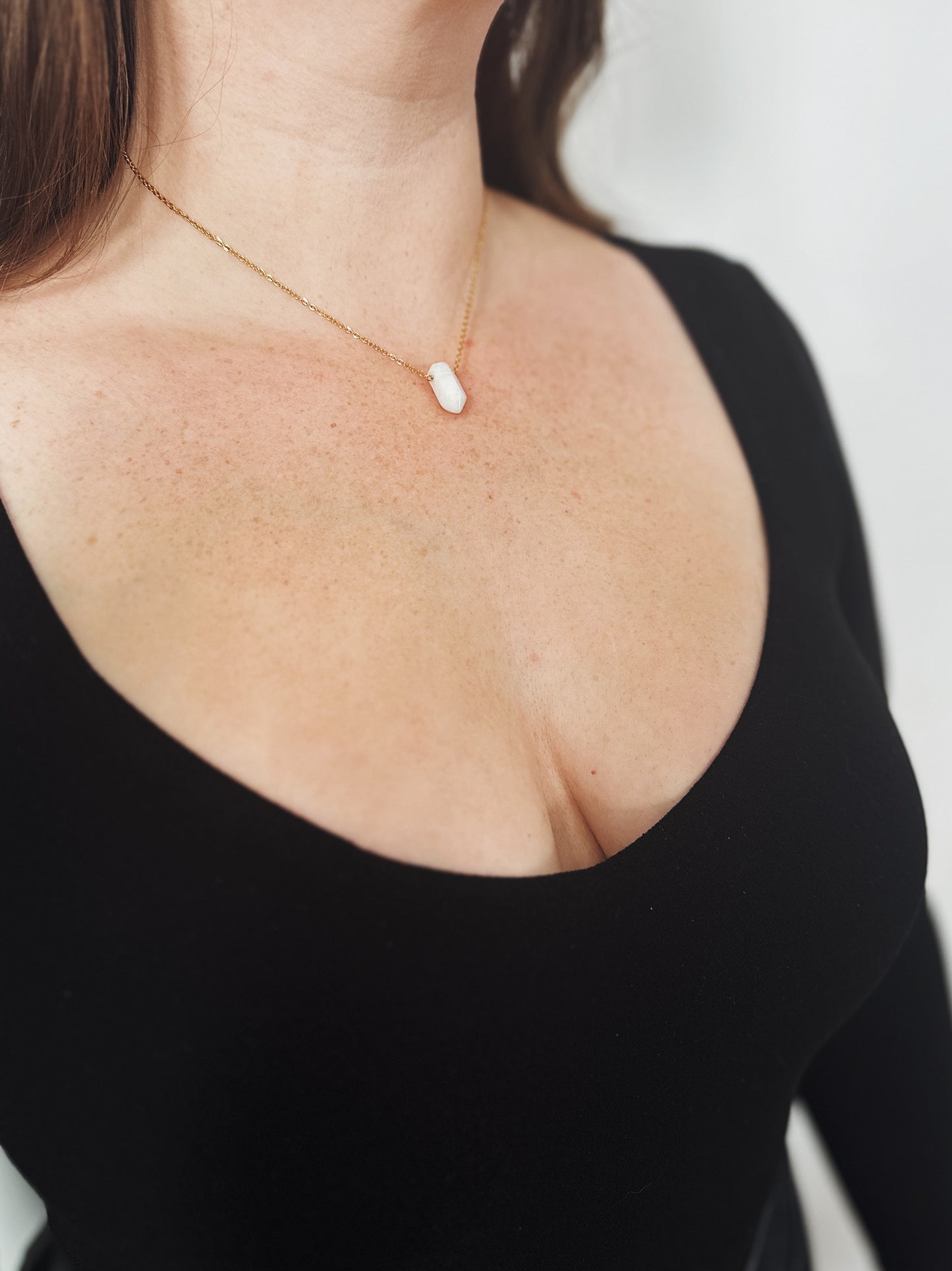 Moonstone Point Gold Necklace