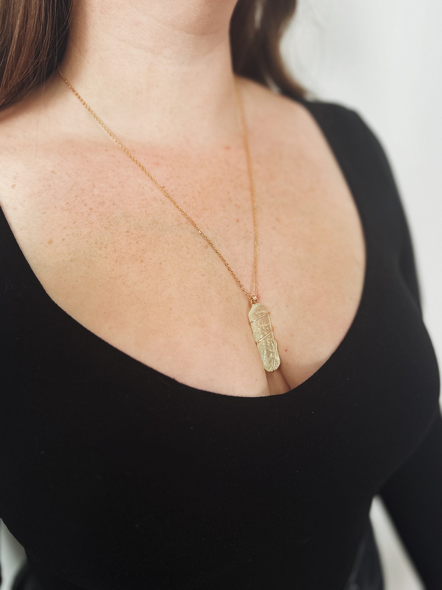 Green Calcite Gold Necklace