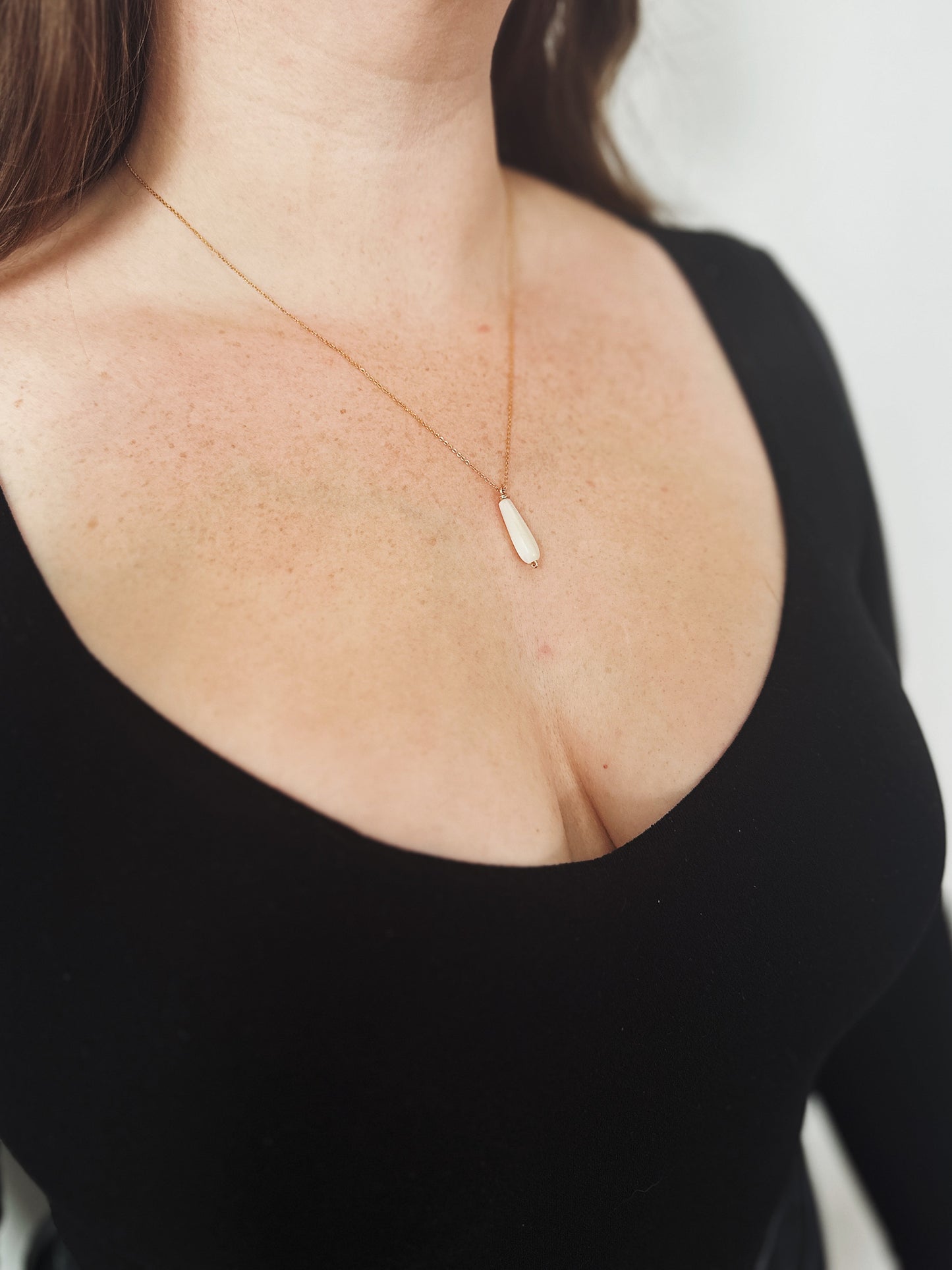 Mother of Pearl Drop Gold Necklace