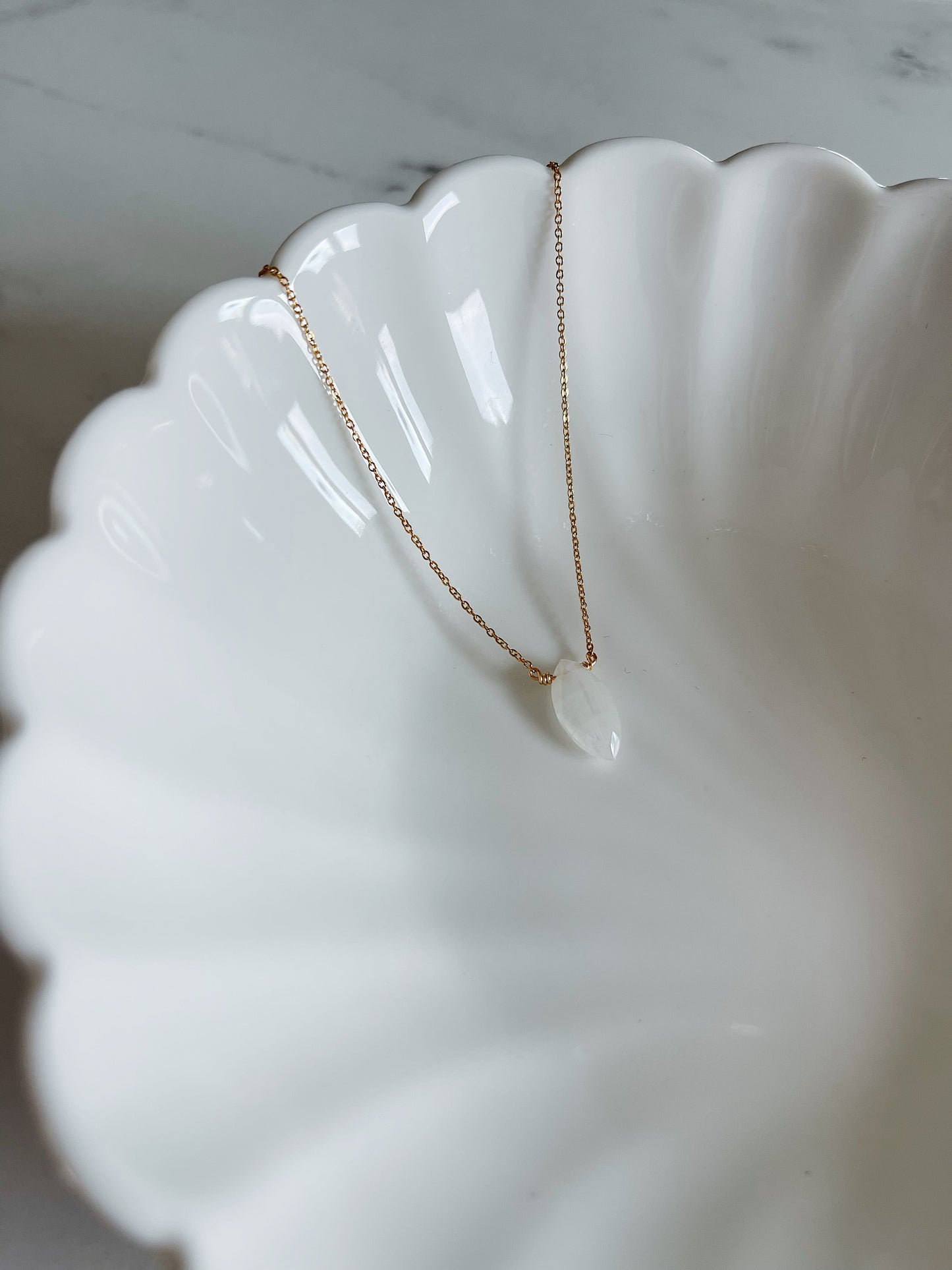 Moonstone Briolette Gold Necklace