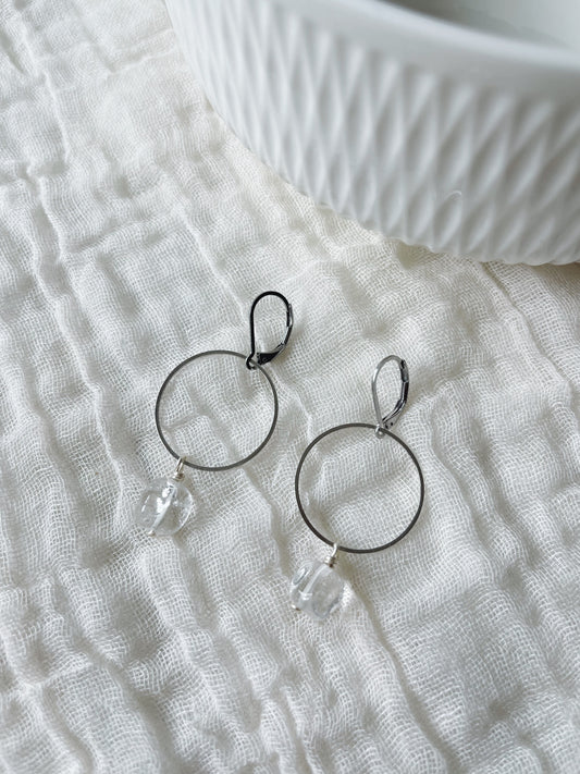 Crystal Quartz Stainless Steel French Hook