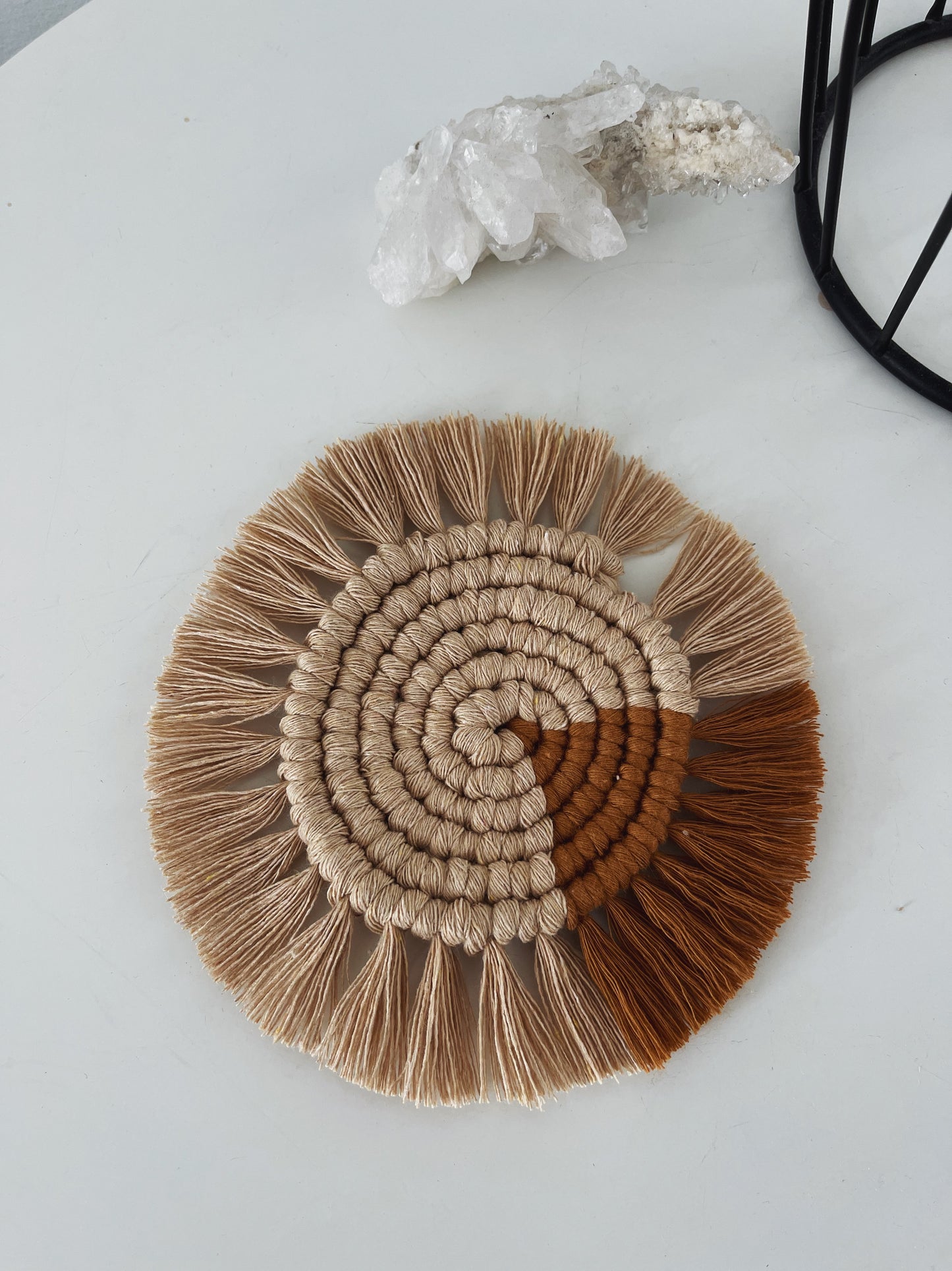 Macrame Coaster Buttermilk + Caramel