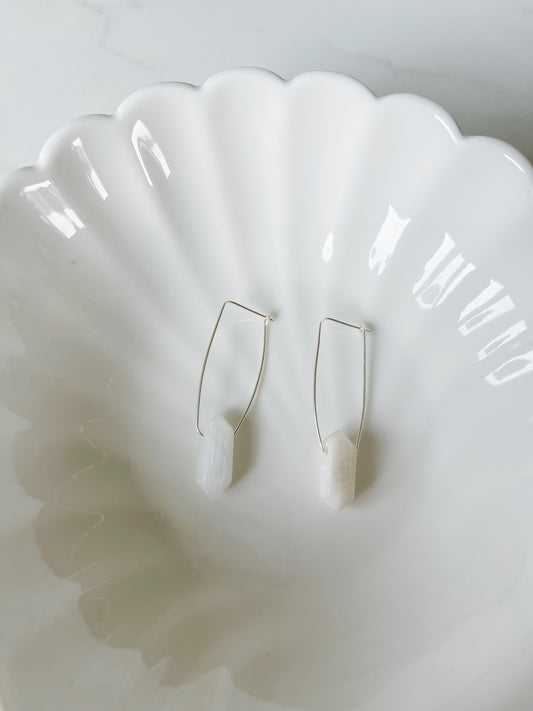Moonstone Point Sterling Silver wire Earring Hook