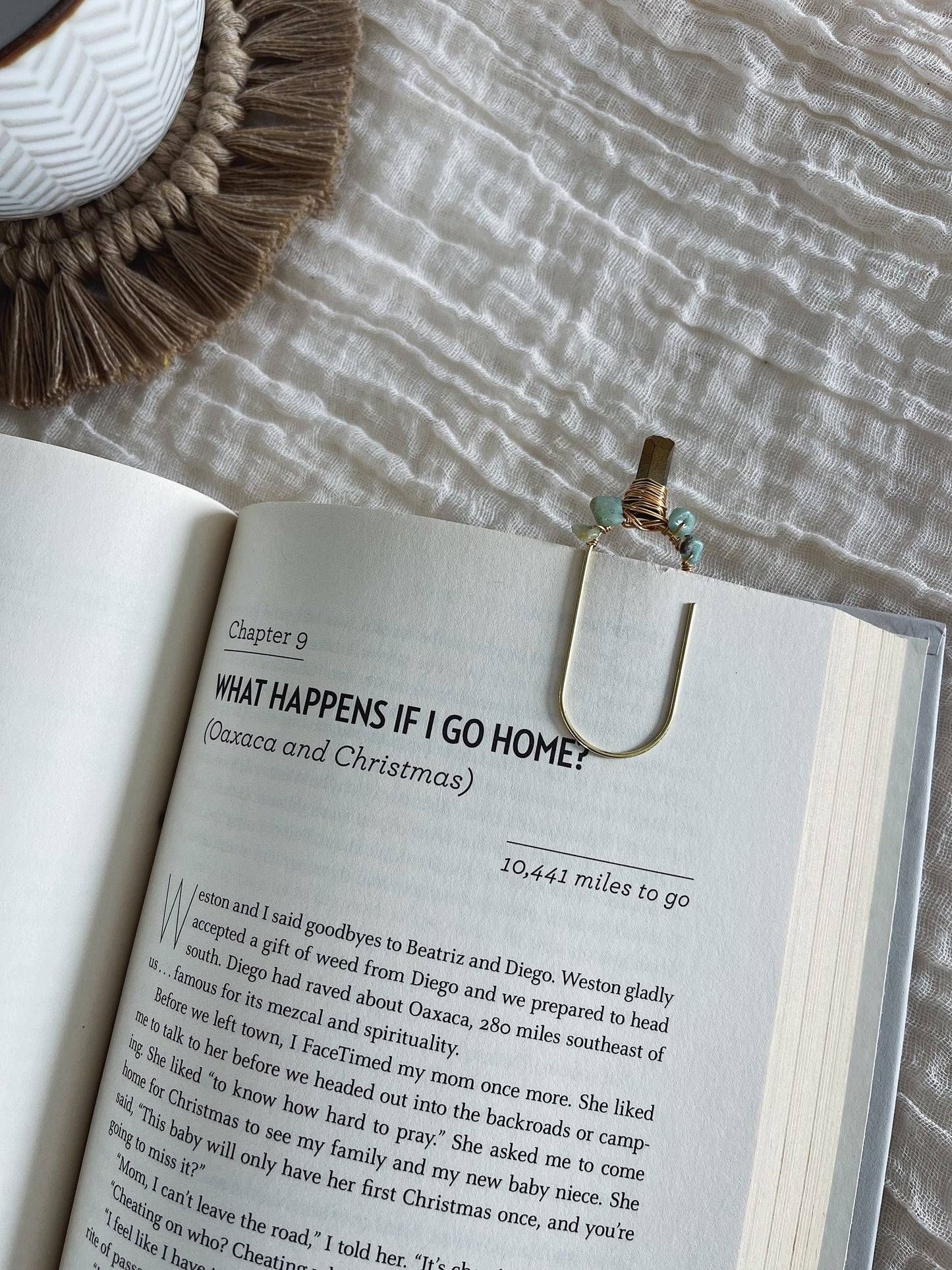 Champagne Aura Quartz + Amazonite Bookmark gold