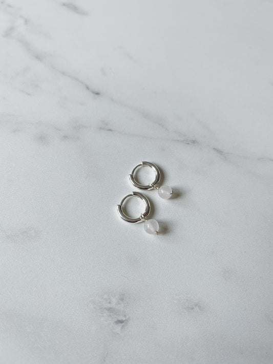 Rose Quartz Sterling Silver Hoop