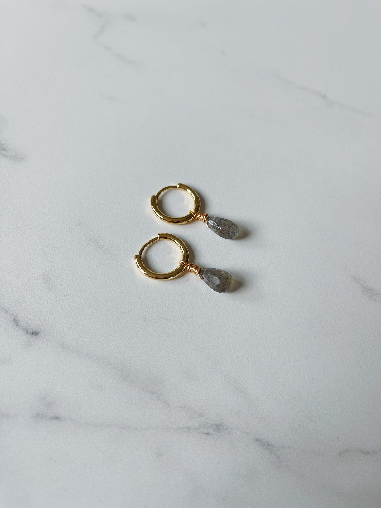Smokey Quartz 14k Gold Hoop
