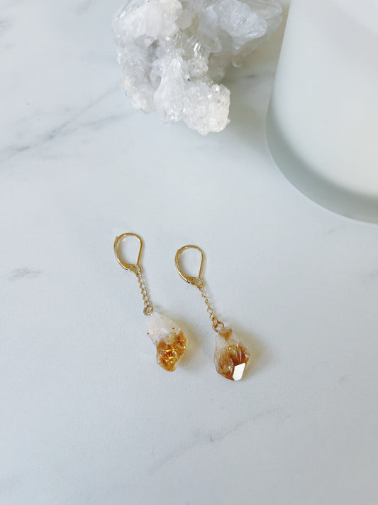 Citrine 24k Gold French Hook