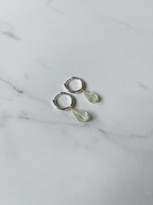 Fluorite Drop Sterling Silver Hoop