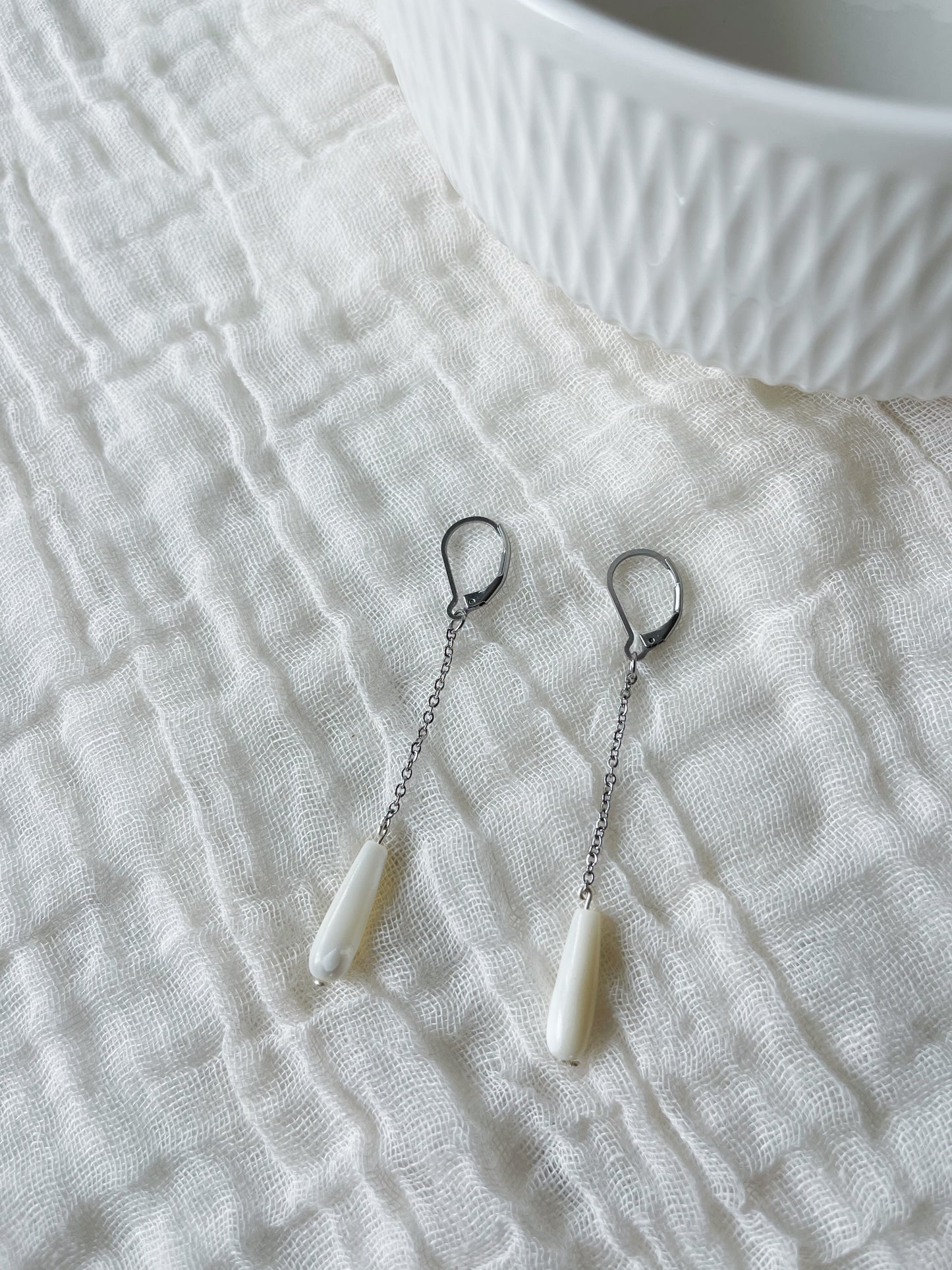 Mother of Pearl Stainless Steel French Hook