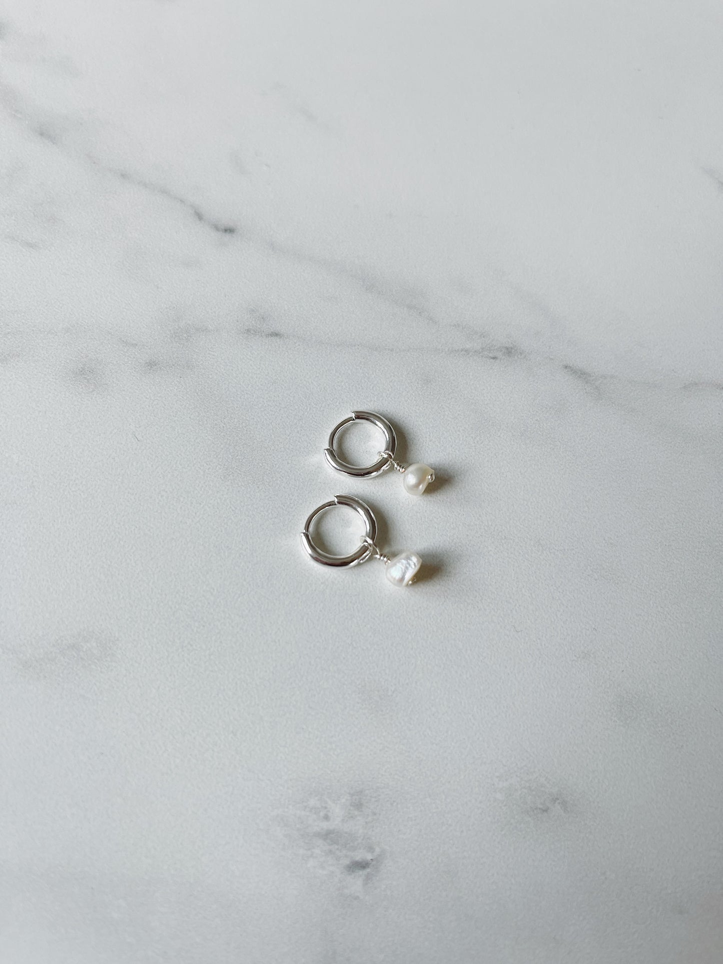 Pearl Sterling Silver Hoop