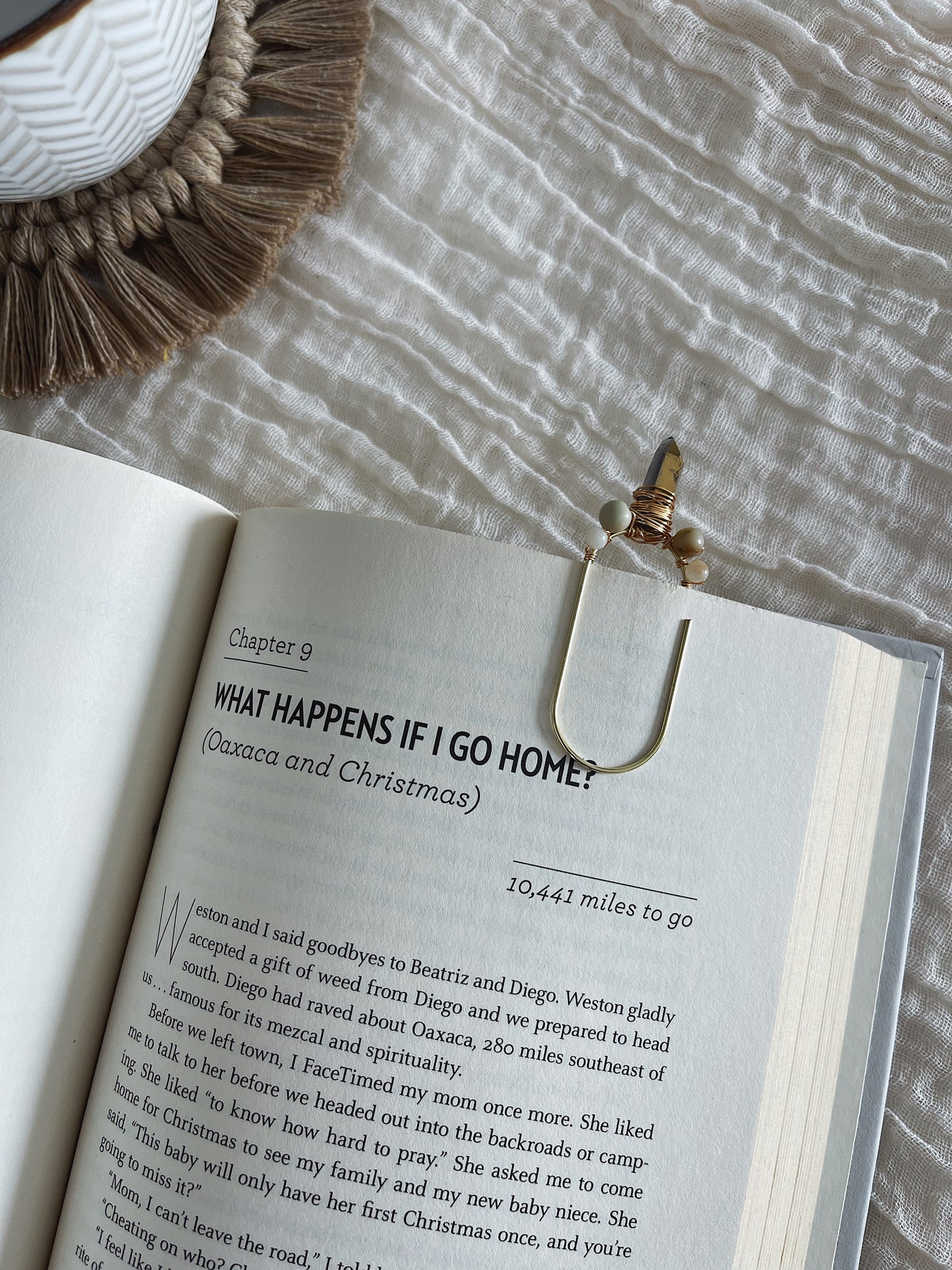 Champagne Aura Quartz + Amazonite Bookmark gold