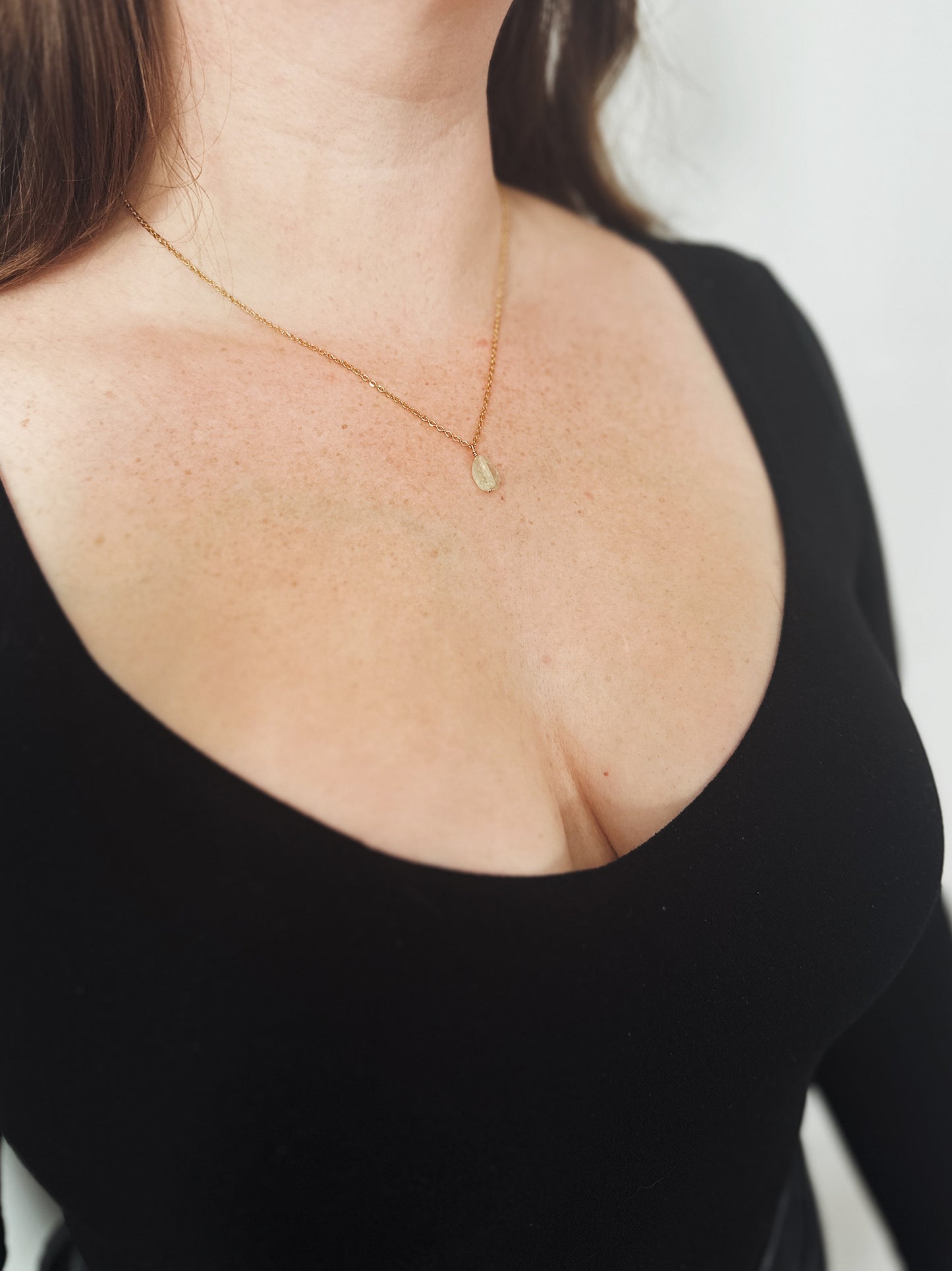 Fluorite Drop Gold Necklace