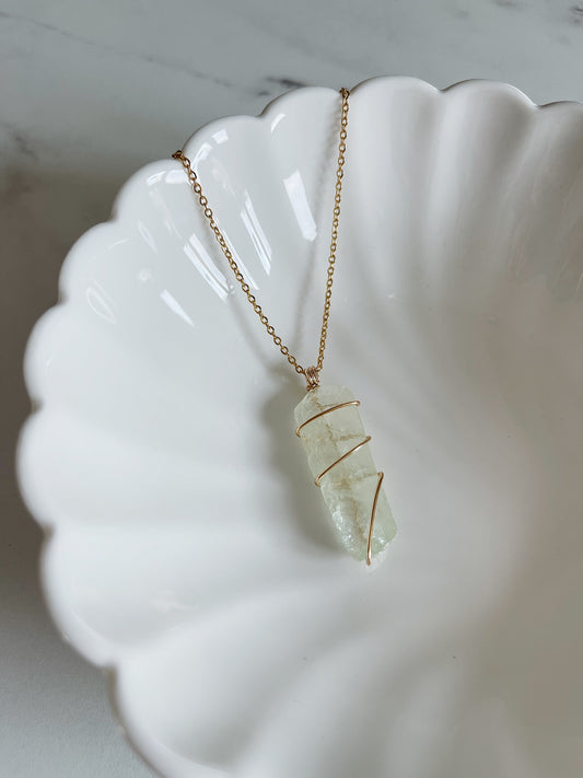Green Calcite Gold Necklace