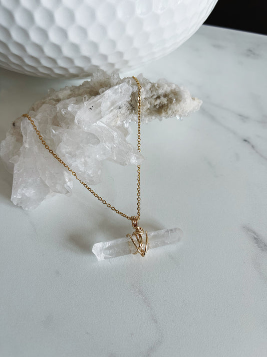 Crystal Quartz Gold Necklace