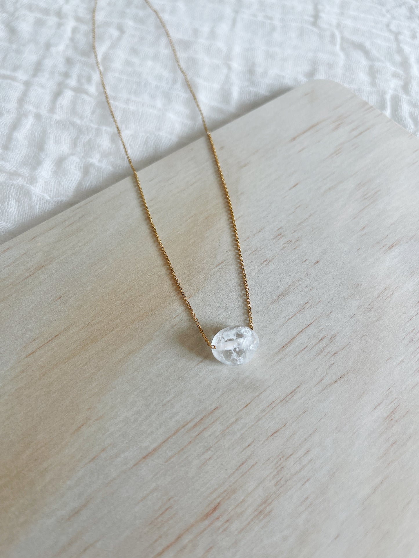 Crystal Quartz Round Gold Necklace