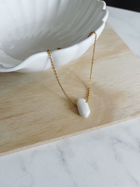 Moonstone Point Gold Necklace