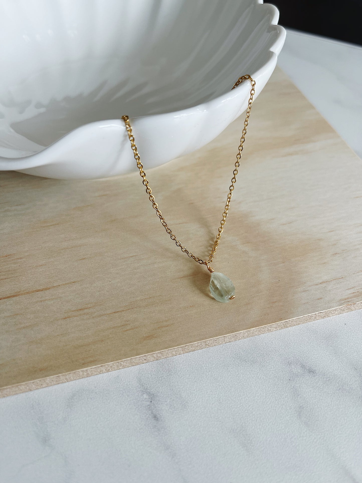 Fluorite Drop Gold Necklace
